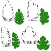 LUBTOSMN Tropical Leaves Cookie Cutter Set-4 Piece- Oak, Monstera, Fern Leaf, Tropical Leaves Cookie Fondant Biscui Cutters
