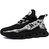coolcustomize Men's Gothic Skull Running Shoes, Punk Rock Breathable Cushion Sports Walking Sneakers Gym Jogging Tennis Shoes