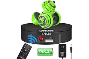 JAYEGT Motorized Rotating Display Stand, 360 Degree Electric Rotating Turntable for Photography Products Display，Live Video Show,Remote Control Angle, Speed,Black/ 11.8inch / 176Lbs Load/Rechargeable