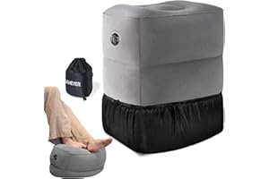 SAHEYER Inflatable Foot Rest for Airplane Travel Essentials, Adjustable Travel Pillow for Kids Adults, Foot Stool Relieves Swelling, Inflatable Couch for Home, Office (Grey)