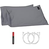 Grounding Pillowcase Queen Grounding Pillow Cases Premium Cotton with 15ft Cord and Test Pen for Improving Sleep Quality Better Energy（Gray, Queen - 20x30in） Pack in 2.