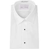 Neil Allyn Men's Tuxedo Shirt Poly/Cotton Laydown Collar 1/8 Inch Pleat (14.5-34/35) White