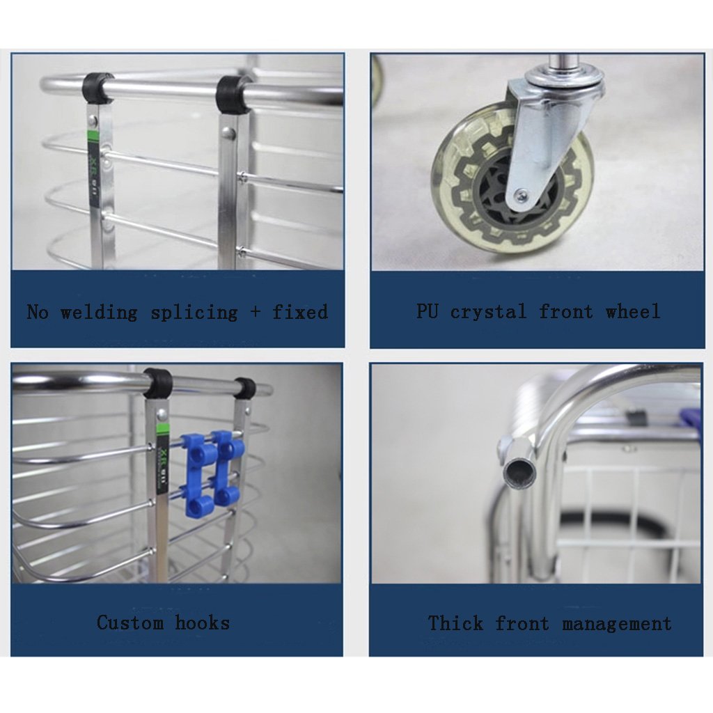 SYF Shopping CartFoldable Large Shopping Cart with Rotating Wheel Easy