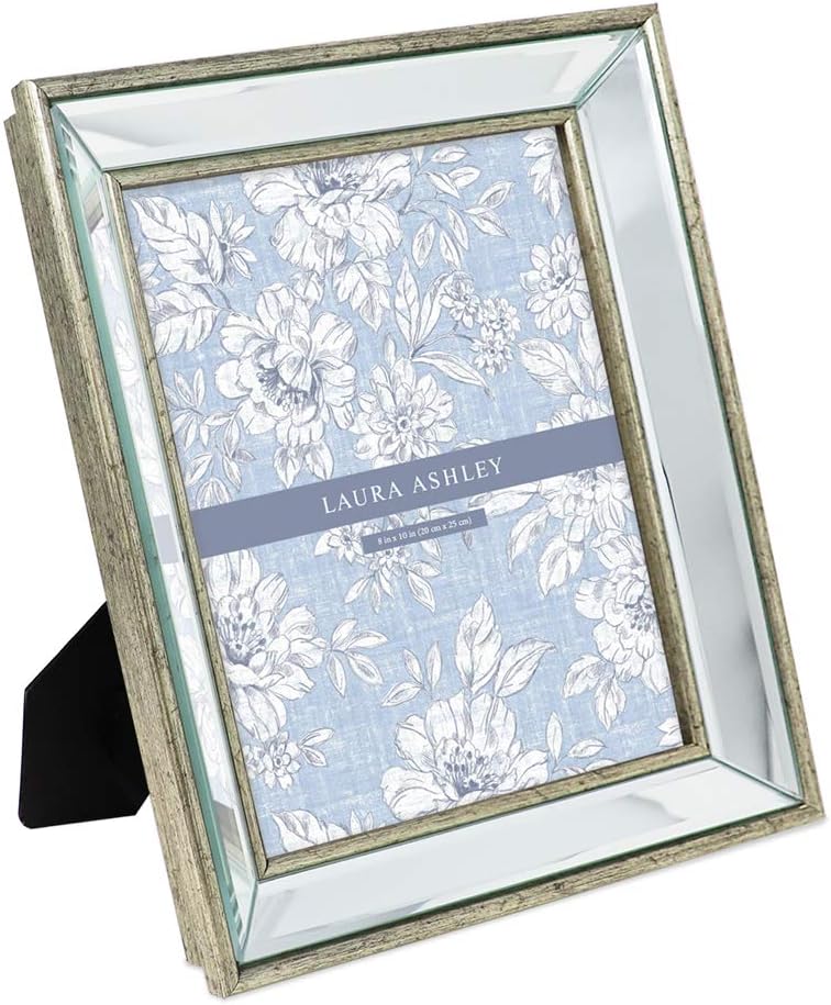 Laura Ashley 8x10 Silver Beveled Mirror Picture Frame