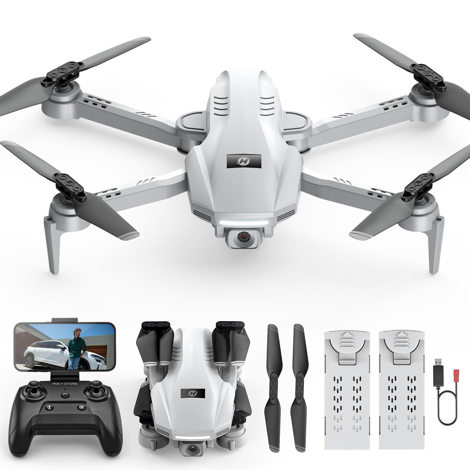 Holy Stone HS130 Mini Drone for Kids Adults with 1080P HD Camera, Foldable RC Quadcopter with 3 Speed Modes, Tap Fly, 3D Flips, Voice and Gesture Control, 2 Batteries, Kid Gift Toys for Boys Girls