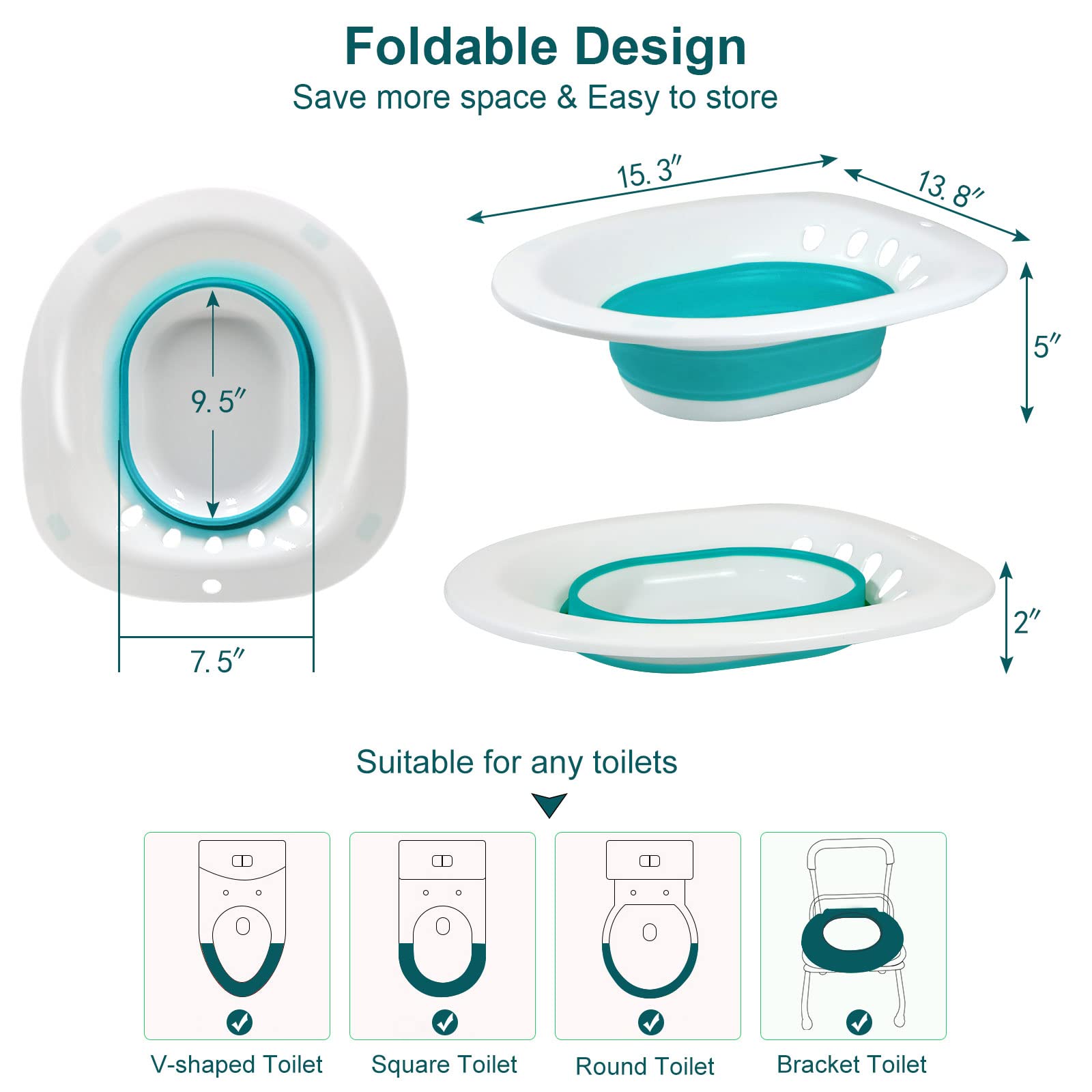 Sitz Bath for Toilet - Yoni Steam Seat, Sitz Bath for Hemorrhoids, Foldable Sitz Bath for Postpartum Care, Designed for Perineum Soaking, Hemorrhoid, and Anal Inflammation Treatment