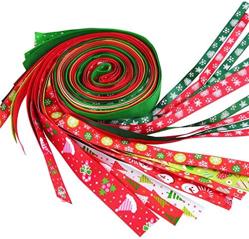 Livvd Christmas Gift Wrapping Ribbon Winter Holiday Fabric band Each 6.6 Feet, 20 Pieces