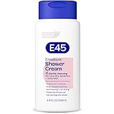 E45 Emollient Shower Cream for Very Dry, Sensitive and Itchy Skin, Cleanses, Moisturizes, and Soothes Skin, No Parabens or Sulfates, Fragrance-Free, Dermatologically Tested, 6.8 fl oz (200ml)