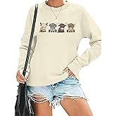 Lytiarul Women Highland Cow Sweatshirt Cute Animal Graphic Farm Pullover Country Western Casual Long Sleeve Shirts Tops