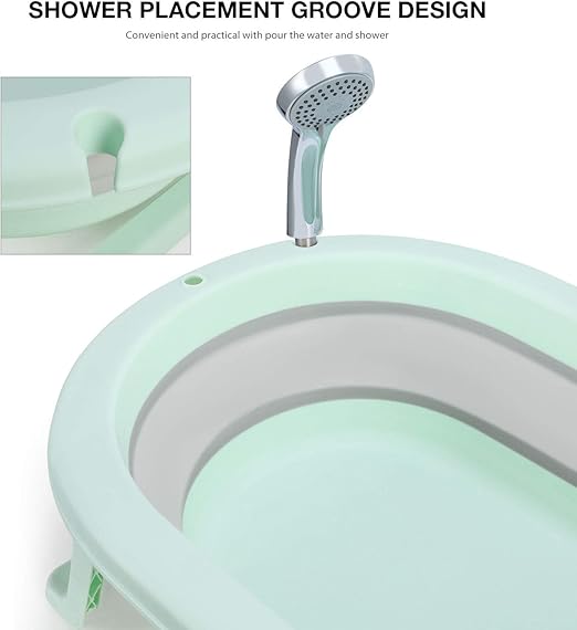 Fascol Baignoire Bebe Pliable Avec 4 Supports Antiderapants Et Bouchon De Vidange 0 3 Ans Vert Clair Baignoires Et Sieges De Bain Bebe Puericulture Lawawarenesssociety In