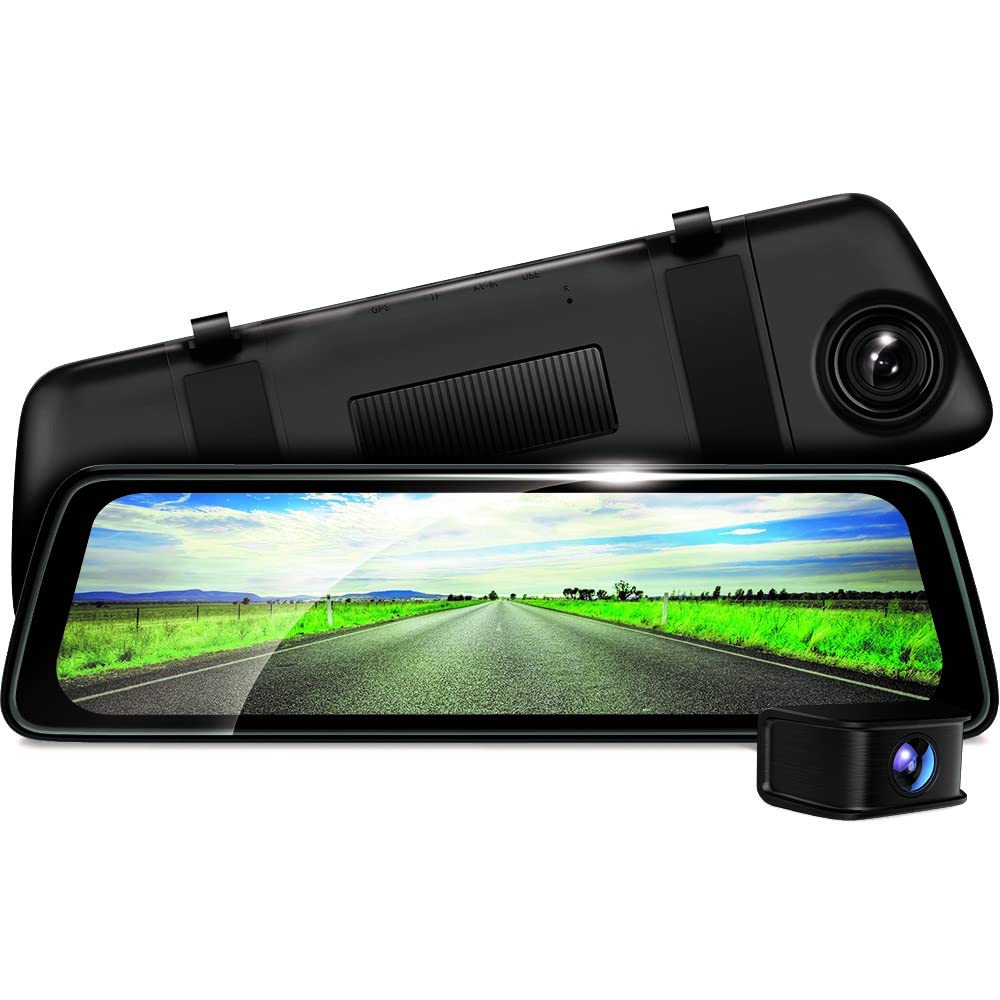 Aura HD5 by Road Angel 2K 1440p Dual Mirror Dash-Camera, With 1080p Reversing Cam, 10" Touch Screen, Night Vision, Built-in Wi-Fi, Real Parking Mode