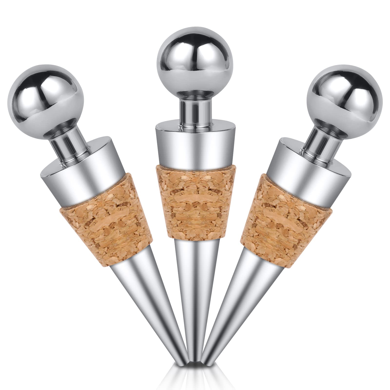 HOTUT 3 Pack Bottle Stoppers, Wine Bottle Stoppers, Reusable Bottle Saver Sealer Wine Corks, for Collection Wine Champagne Prosecco Spirits Beer Saver Sealer