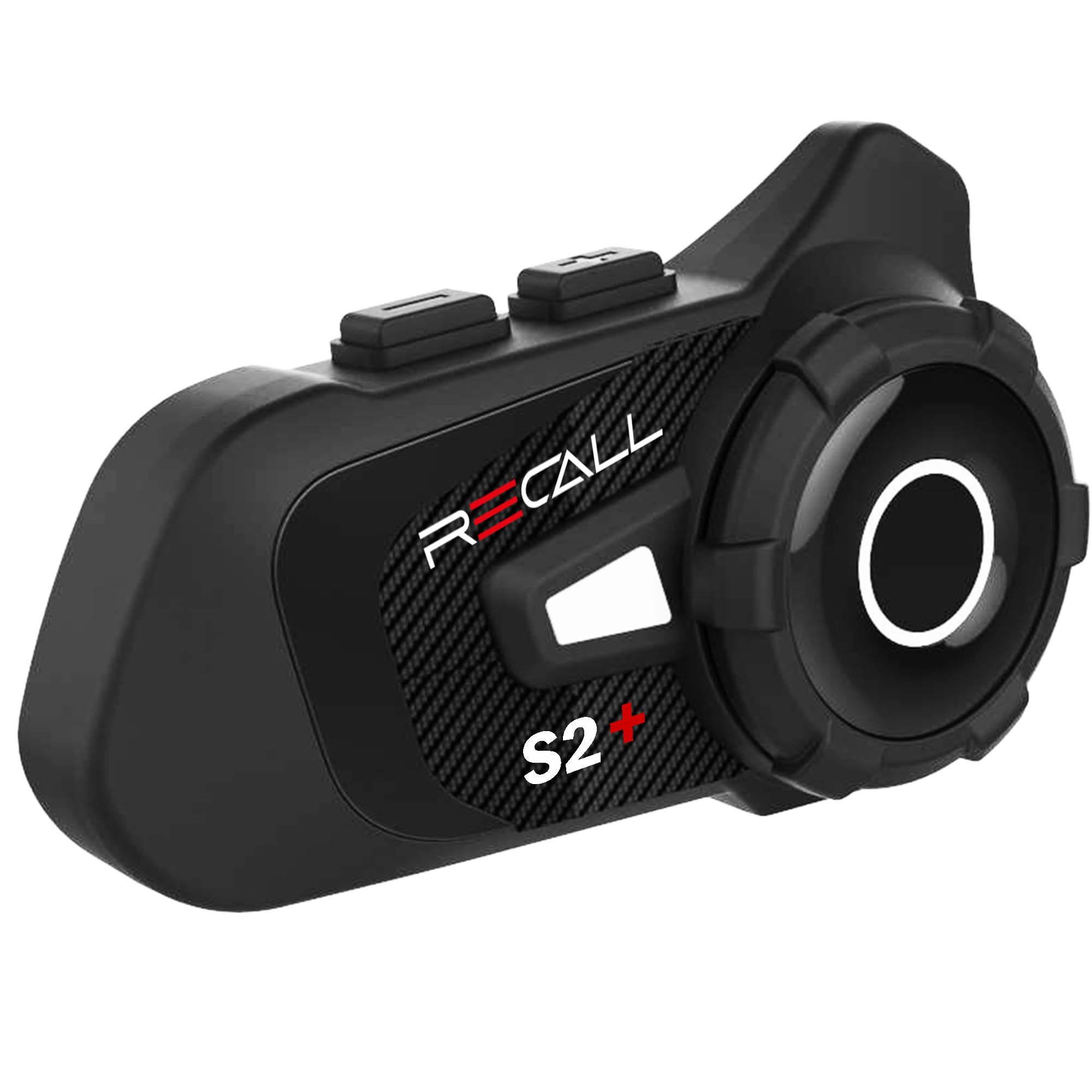 Recall S2+ Motorcycle Motorbike Rider Intercom Bluetooth 5.1 Helmet Headset Up to 6 Riders, 1000m Range, FM radio Music Sharing Voice Chat Group Riding (Carbon)