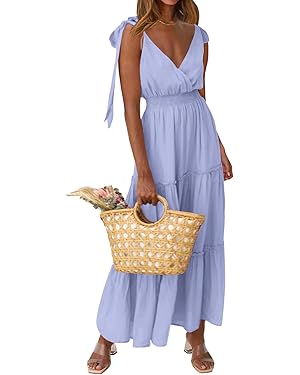 PRETTYGARDEN Women's Cross Neck Summer Maxi Dress