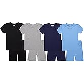 Mon Petit Baby Boys' Pajama Set - 8 Piece Rib Knit Sleepwear Shirt and Pajama Shorts (12M-7)