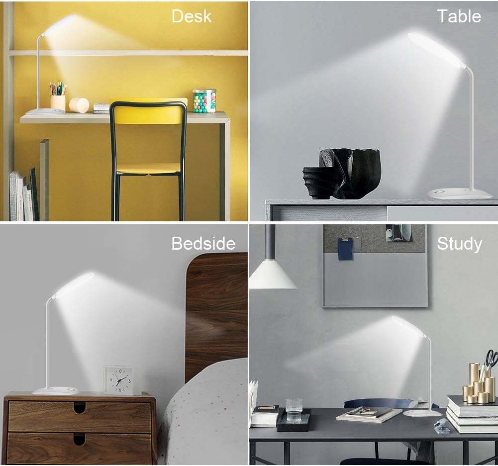 DEEPLITE LED Desk Lamp with Flexible Gooseneck 3 Level Brightness, Battery Operated Table Lamp 5W Touch Control, Compact Portable lamp for Dorm Study Office Bedroom, Eye-Caring and Energy Saving: Home Improvement