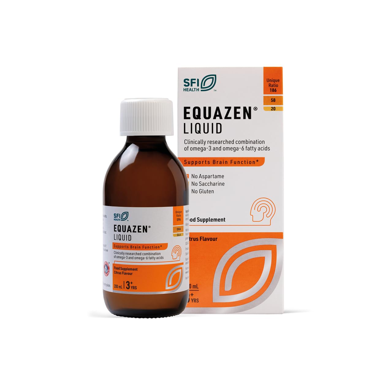 Equazen® Omega 3 & 6 Liquid, Brain & Cognitive Support, EPA, DHA & GLA, Clinically Researched 9:3:1 Formula, Natural Citrus Flavour, Easy to Take, Child Friendly 3+, 200ml