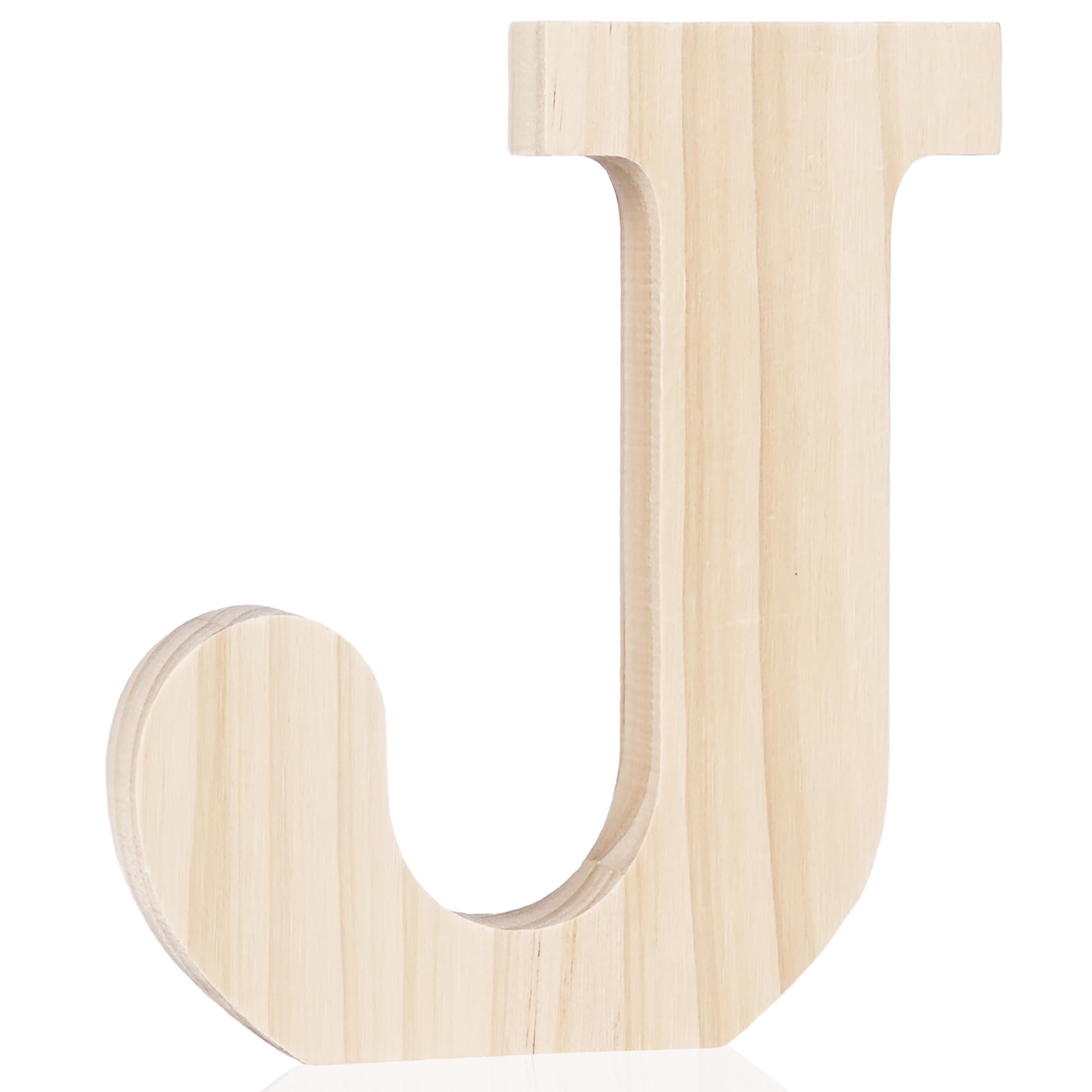 Photo 1 of Oubest Wooden Letters 6 Inches Unfinished Wood Large Alphabet Letters for Wall Decor Home Shelf Party Table Standing Decoration Wooden Name Signs DIY Painting Craft Projects (Block Letter J)