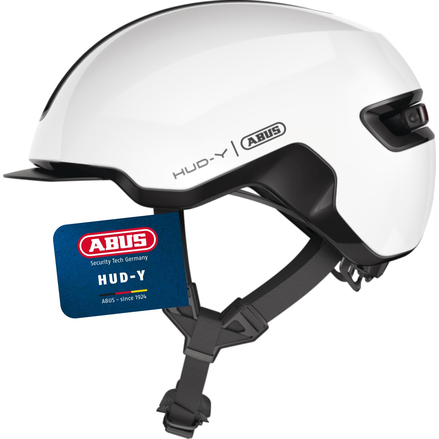 ABUS Urban Helmet HUD-Y - with magnetic, rechargeable LED rear light & magnetic fastener - Cool bike helmet for everyday use - for men and women