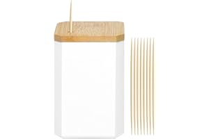 HOPELF Toothpick Holders 1 Pack with 1200 Picks,Round Toothpicks Double-Side Point for Teeth,Food Pick,Appetizers,Cocktails Fruits,Olive&DIY Craft.