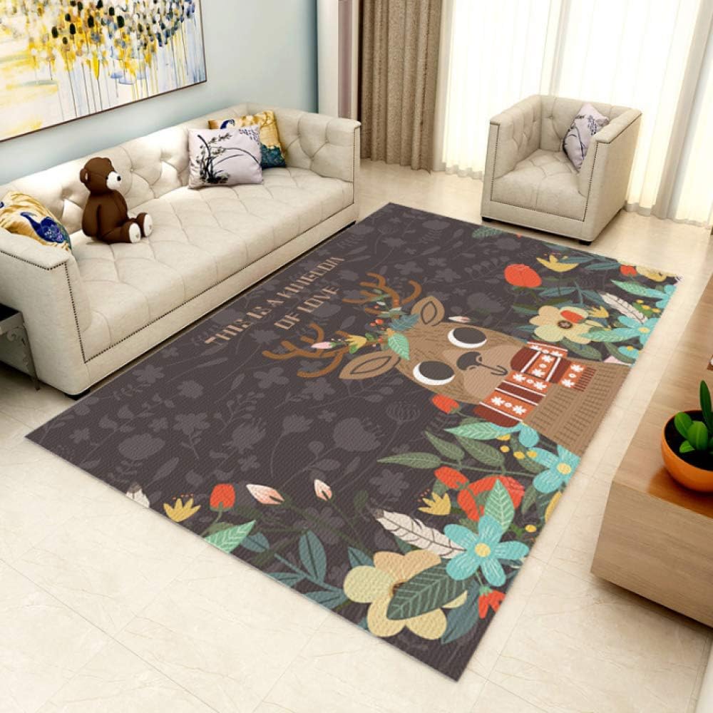 zhmku Alfombra Dibujos Animados Ciervo Dormitorio De Los Niños Sala De