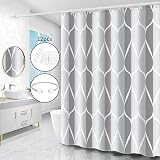 Miorkly Grey Shower Curtain 180x200 cm Mould-Proof Waterproof 12 Hooks