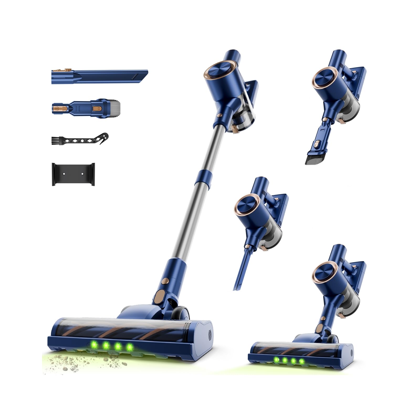 View 1 of *** seling for parts/ missing cord*** Shieal Cordless Stick Vacuum Cleaner - 45KPA Powerful Suction Vacuum with 45 Min Runtime, Detachable Battery, Anti-Tangle & 1.5L Dust Cup, 8 in 1 Vacuum Cleaner for Pet Hair, Carpet, HardFloor, Blue