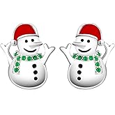 Christmas Reindeer Snowman Santa Christmas Tree Earrings for Women Sterling Silver Hypoallergenic Winter Party Christmas Stud Earrings Christmas Jewelry Gifts for Women