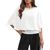 For G and PL Women's Dressy Sequin Formal Top 3/4 Dolman Sleeve Chiffon Shirt Blouses