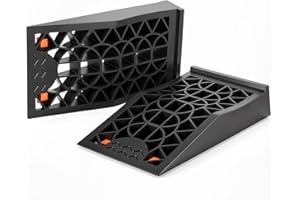 KROAK Low Porfile Car Service Ramp, 2 Pack Car Ramps for Easy Vehicle Maintenance and Safe Lifting with Anti-Slip Pads, Low-Chassis Car Tire Ramps for Jack Support