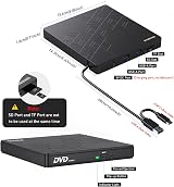 ORIGBELIE External CD DVD Drive USB 3.0 Type C Card Reader w/ 2 USB Ports Case view 6