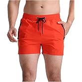 LINMYZAI Men’s Swim Trunks Slim-Fit 5" Inseam Mesh Lining Zipper Pockets Swimwear Quick-Dry Bathing Suits for Men, XS-2XL