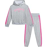 Reebok Girls Jogger Set - 2 Piece Matching Sweat Set with Pullover Hoodies and Athletic Joggers for Girls