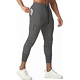 Alpinario Men's Joggers for Sport,Gym Athletic Pants with Zipper Pockets,Track Pants Lightweight for Workout Travel Training Running Dark Gray