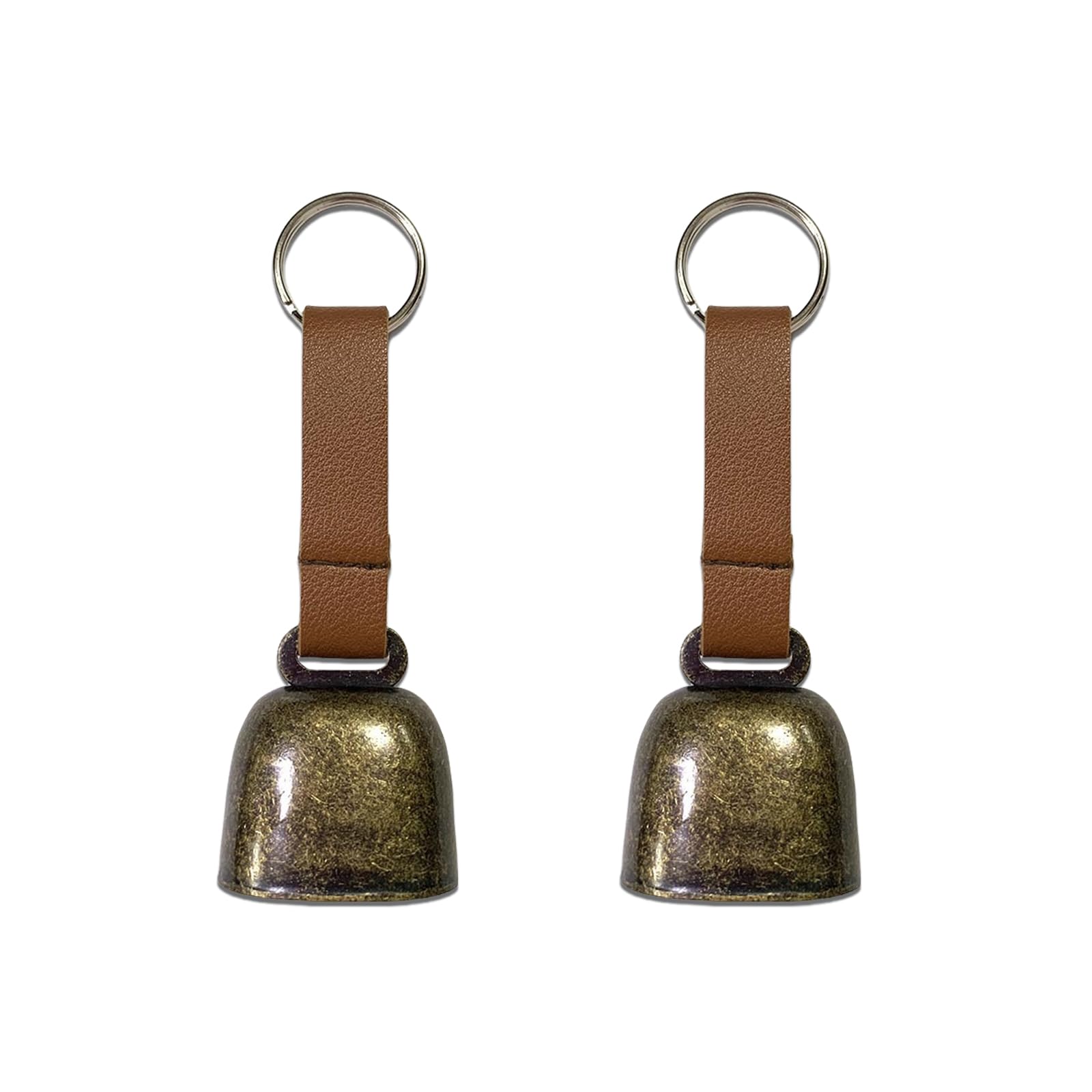 Small Cow Bell for Dog Collar with Leather Strap, Bear Warning Bell, Loud Cowbell, Anti-Lost Grazing Copper Training Bells, Pet Tracker Noise Maker for Puppies Cat Horse Sheep Goat