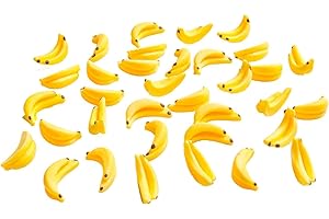 30Pcs Yellow Mini Plastic Artificial Bananas 1/12 Scale Dollhouse Accessories, Realistic Miniature Fruit Models for Fairy Gar