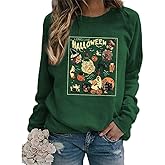 Yimoya Vintage Halloween Sweatshirt for Women Dancing Skeleton Sweatshirt Cute Pumpkin Sweater Blouse Tops