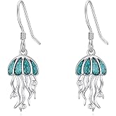 HPQQ Ocean Earrings 925 Sterling Silver Turquoise Sea Animal Dangle Drop Earrings Beach Themed Jewelry Gifts for Women