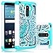 LG G Stylo Case, LG G Stylus Case, Heng Tech (TM) [Shock Absorption] Studded Rhinestone Bling Hybrid Dual Layer Armor Defender Protective Case Cover for LG G Stylo (White / Teal)
