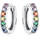 CYMYSS 925 Sterling Silver Hoop Earrings for Women, Small and Large Trendy Hoops Sparkly Hypoallergenic Huggie Earrings Fashion Cubic Zirconia Jewelry Gifts for Sensitive Ears