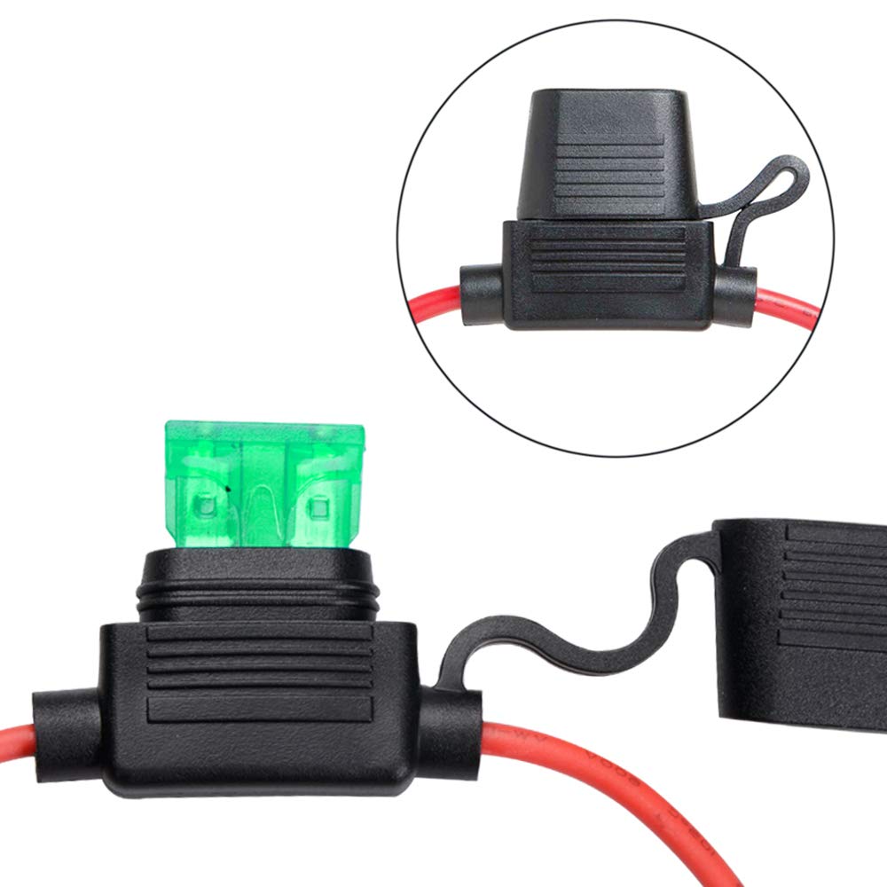 FICBOX 10 Pack Car In-line Fuse Holder 14 AWG Wiring Harness ATC/ATO Blade Automotive Fuse Holder with 10pcs 30A Standard Fuse