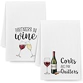 2Pc Cute Wine Kitchen Towels for Bar Decor,Funny Dish Towels for Kitchen,Wines Accessories for Wine Lover,Kitchen Tea Towel Gifts for Houseswarming,Christmas,Girl Party,Corks Are For Quitters -33