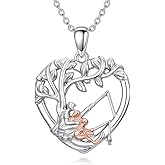 ROMANTICWORK Father Daughter Necklace 925 Sterling Silver Tree of Life Dad Daughter Pendant Birthday Jewelry for Women