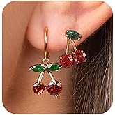 Cherry Earrings for Women 3D Red Cherry Hoop Dangle Earrings Cute Fruit Earring Red Jewelry Accessories Wedding Prom Dress Christmas Gifts