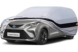 Holthly 10 Layers Minivan Car Cover Custom Fit for Toyota Sienna (1997-2024) Waterproof All Weather for Automobiles, Outdoor Full Cover Rain Sun UV Protection.Silver
