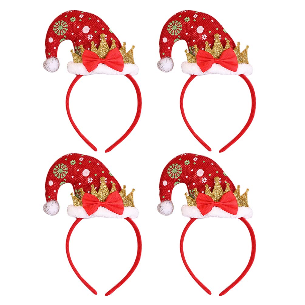 Amosfun 4pcs Christmas Headband Hair Bands Funny Hair Hoops Headdress Headwear Party Favors Supplies for Banquet Festival New-Year Decorations