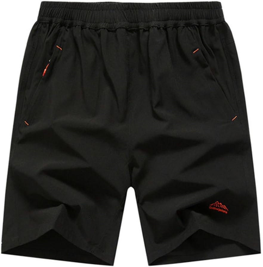 Modern Fantasy Mens Elastic Rib Nylon Waist Shorts with Zipper Pocket Big Size