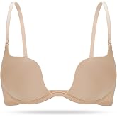 HANSCA Women's Deep Plunge Bra Cleavage Enhancer Low Cut Wireless Bra Padded Push Up