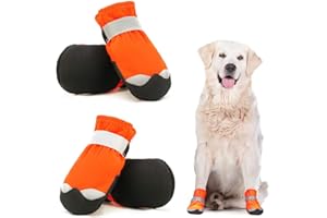DOCIOTE Waterproof Dog Shoes for Large Medium Dogs - Winter Snow Dog Booties Paw Protection with Adjustable Straps Rugged Anti-Slip Sole - Hiking Outdoors Pet Boots Paw Protectors Comfortable