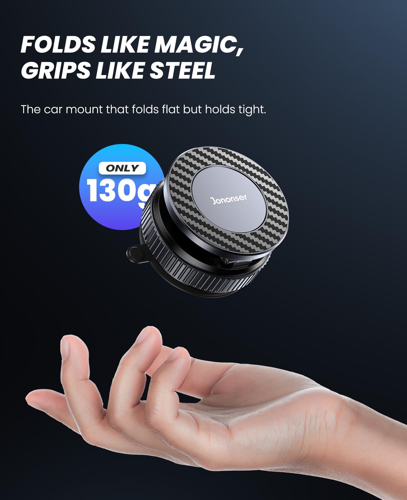 Car Phone Holder, 360°Adjustable Magnetic Phone Holder for Car, Foldable Suction Cup Phone Mount, Phone Holders for Your Car for iPhone 17/16/15/14/13/12 Series (Carbon Fiber)